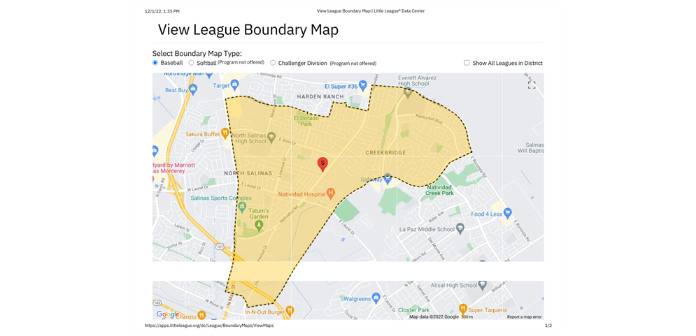 Atlantic Little League Boundary Map